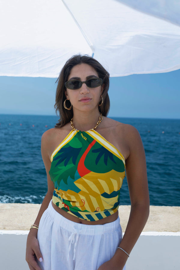 Halter Top with Chain Necklace